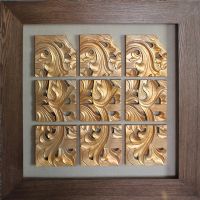 WHolesale Wood Carving 3D Golden Color UASB1190 Shadow Box Frame Art