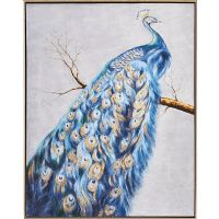 handpainted proud of peacock oil paintings CAFA5075 modern animal framed artwork