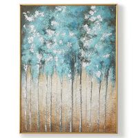 Wholesale 100% handpainted silver leaf oil paintings CAFA5073 blue forest oil paintings modern framed art paintings