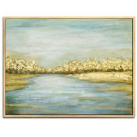 Wholesale Abstract lake Oil Paintings CAFA5138 Embellish Gold Leaf Wall Art Paintings