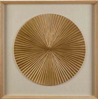 Wholesale Gold Beige Round Fan Wood Carving Wall Art UASB1303 Shadow Box